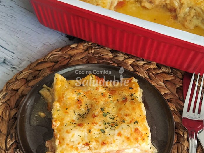 Lasaña de pescados y mariscos