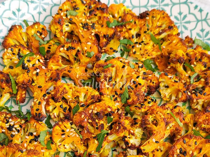 Chips de coliflor con especias
