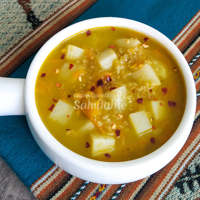 Sopa de quinua papa y cilantro - Cocina Comida Saludable